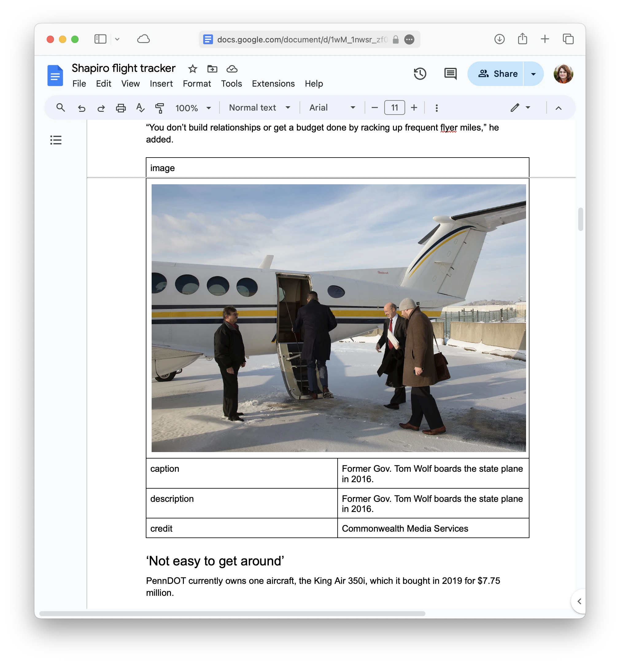 Screenshot from Google Docs